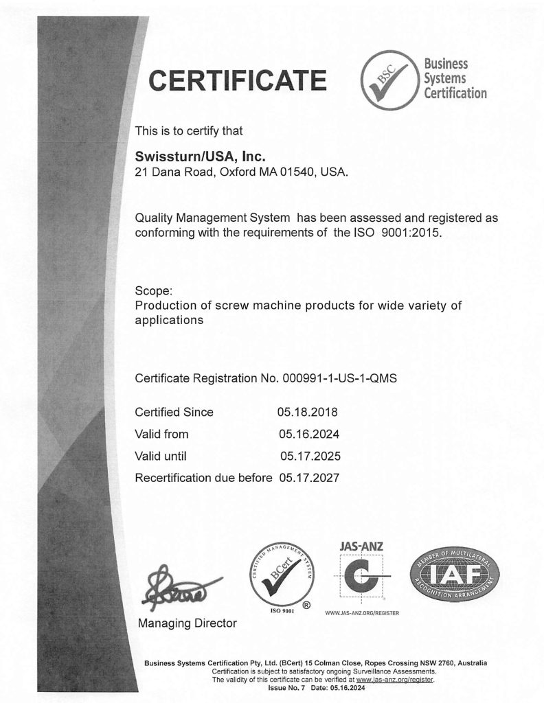 Swissturn ISO-9001_2015-Certificate-of-Registration-05-16-2024